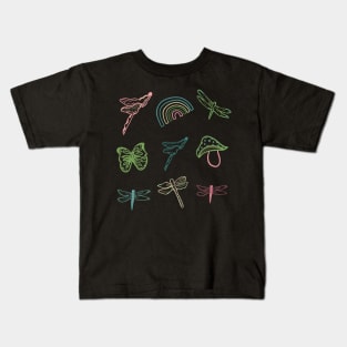 Butterfly, dragonfly and mushroom Kids T-Shirt